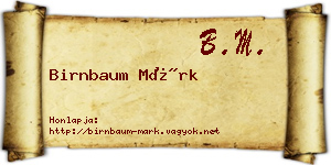 Birnbaum Márk névjegykártya